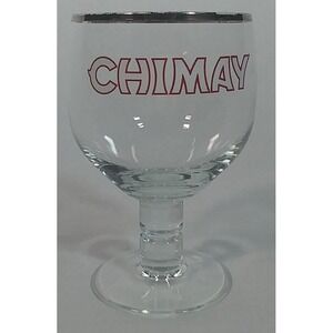 Chimay Trappist Belgian Beer Stem Goblet Chalice Glass Chrome / Silver Rimmed